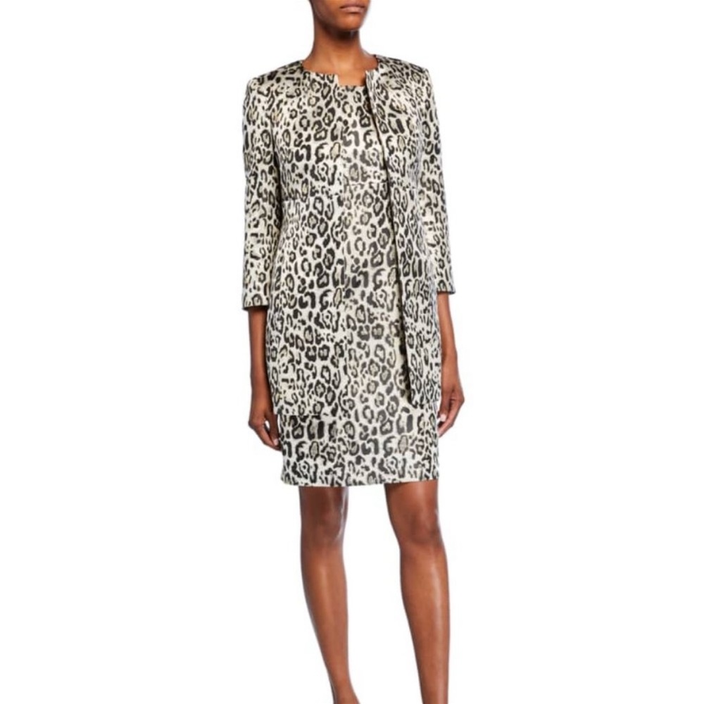 Albert Nipon NWT Jacquard Gold Metallic Animal Print Dress Suit size 10